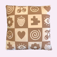 Load image into Gallery viewer, BROWN CHECKERED CUSHION COVER