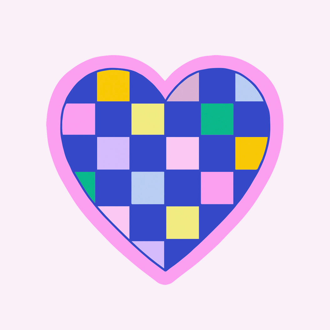 CHECKERED HEART STICKER