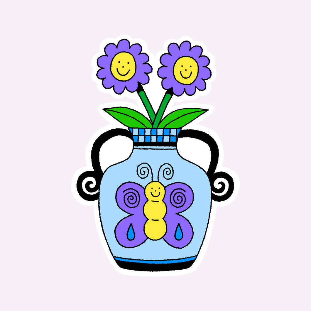 SMILEY FLOWER POT STICKER